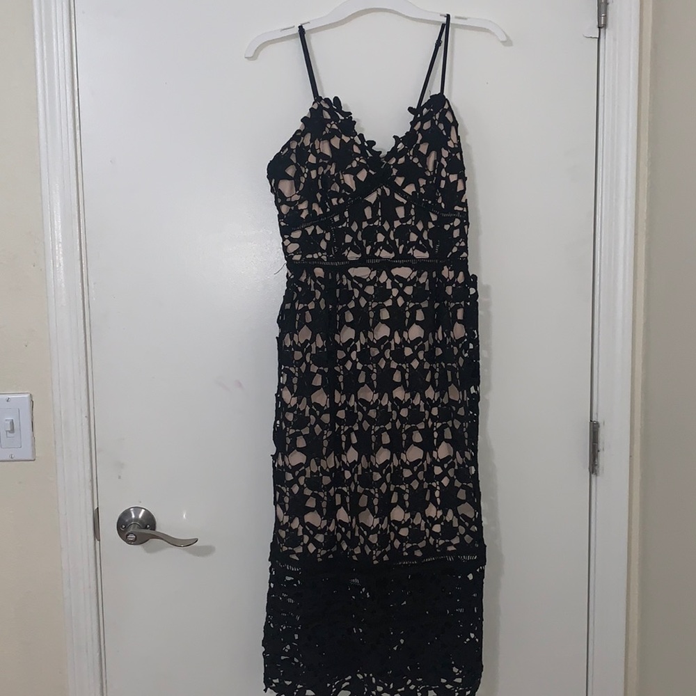 Lace Spaghetti Black Dress